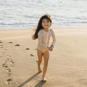 Rylee + Cru Rash Guard One-Piece Swimsuit - Marigold